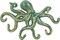 Cast Iron Key Holder for Wall, Decorative Octopus Hanger with 6 Hooks, Vintage Green Wall Hooks for Towel, Bathrobe, Necklaces, Purse, Dog Leashes, Bathroom Nautical Decor